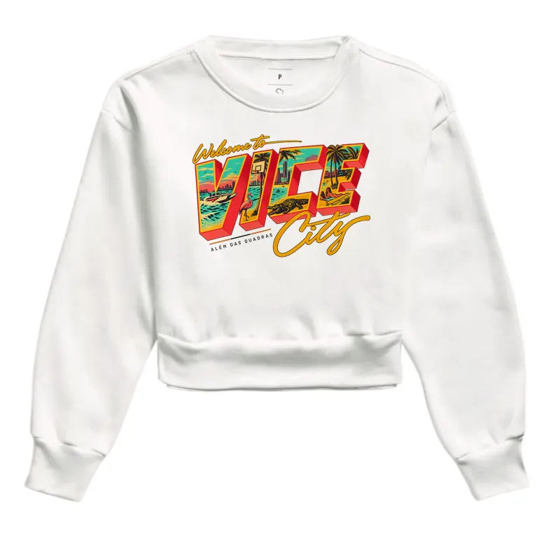 Cropped Moletom Welcome to Vice City — Premium Fio 30.1 | ADQ - Imagem 3