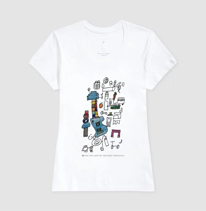 Camiseta Adulto Violão Azul by Eduardo Tomazelli - Imagem 3