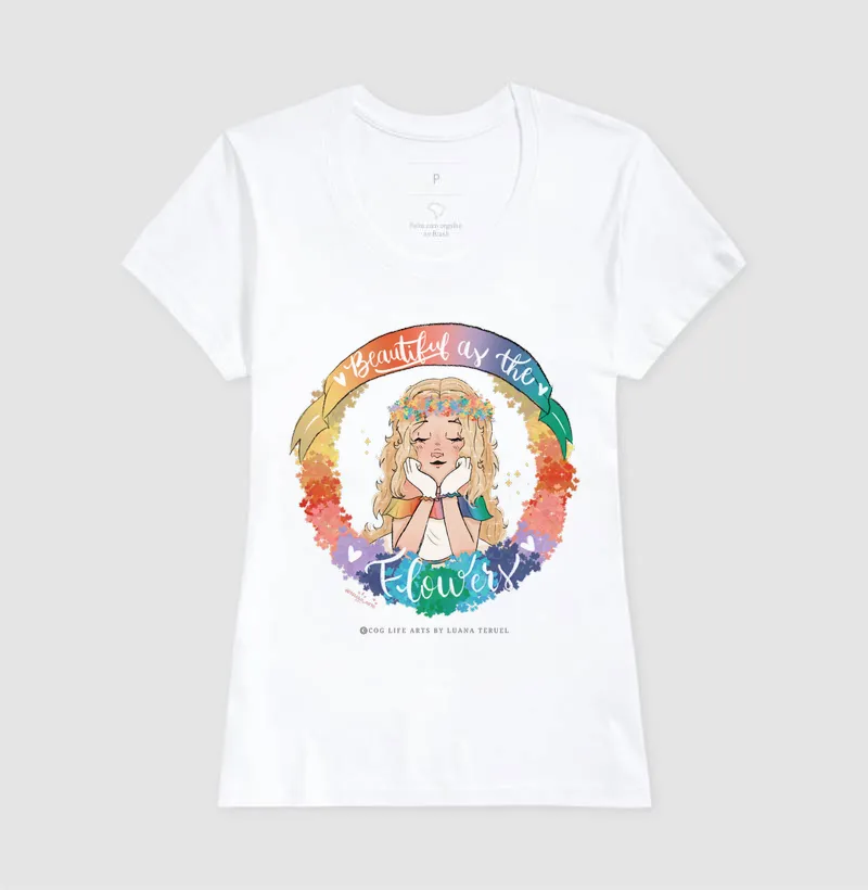 Camiseta Adulto Branca Beautiful Flowers by Luana Teruel - Imagem 3