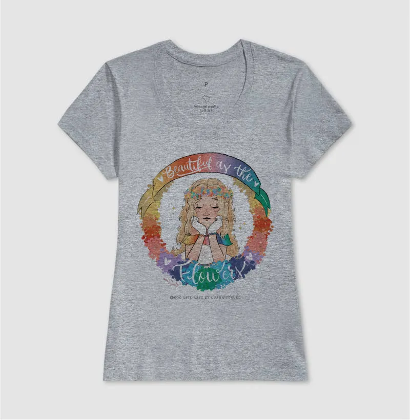 Camiseta Adulto Branca Beautiful Flowers by Luana Teruel - Imagem 5