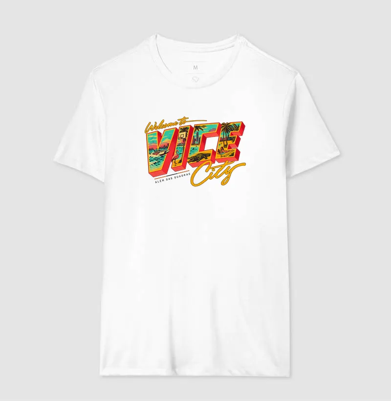 Camiseta Welcome to Vice City — Premium Fio 30.1 | ADQ - Imagem 7