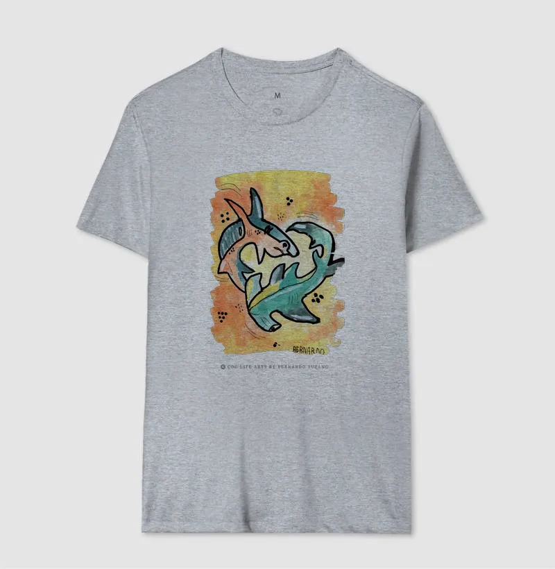 Camiseta Adulto Branca Tubarões by Bernardo Suzano - Imagem 4