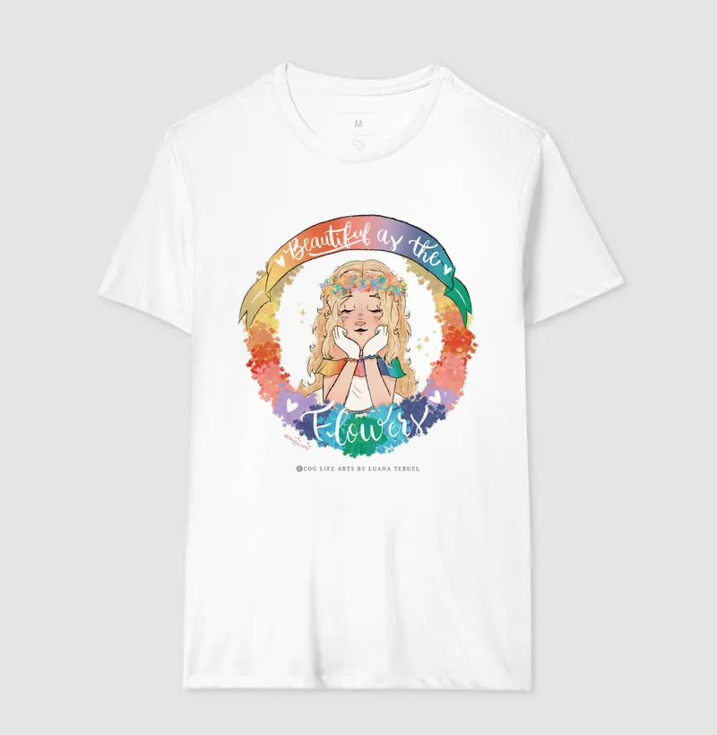 Camiseta Adulto Branca Beautiful Flowers by Luana Teruel - Imagem 2