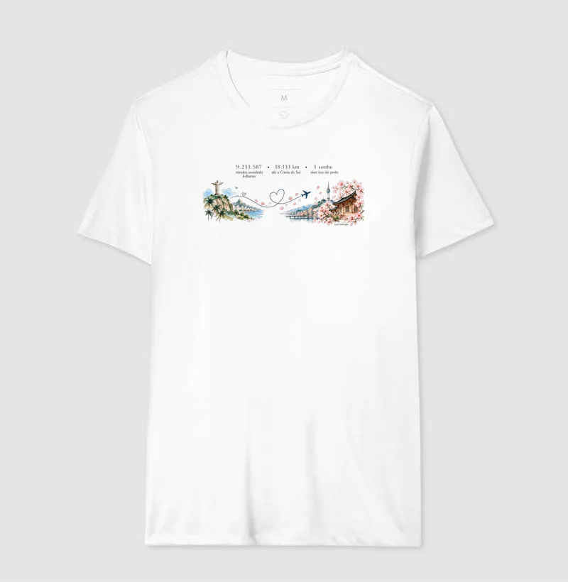 18.133 km de Distância Brasil e Coreia| Camiseta Dorameira em Aquarela - Imagem 5