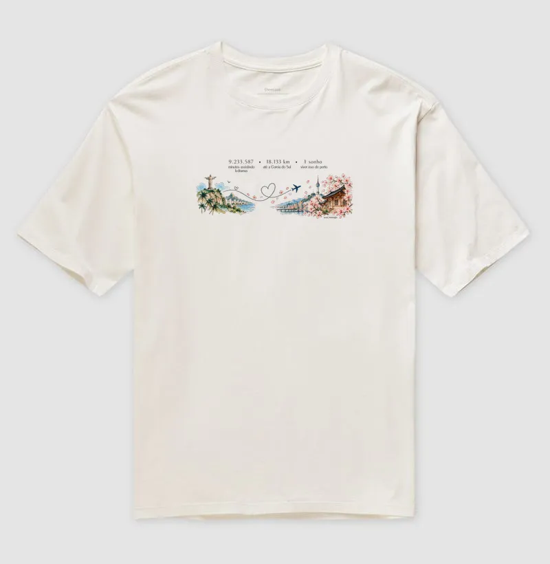 18.133 km de Distância Brasil e Coreia| Camiseta Dorameira em Aquarela - Imagem 4