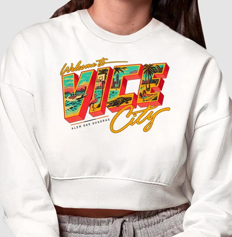 Cropped Moletom Welcome to Vice City — Premium Fio 30.1 | ADQ