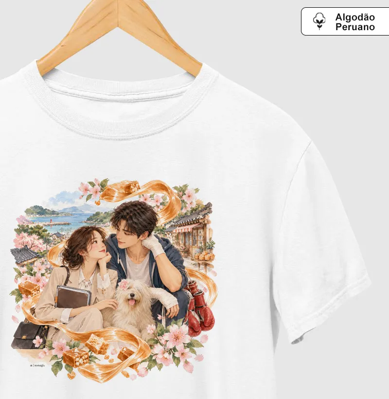 Premium - Entre Caramelo e Memórias | Camiseta Dorameira em Aquarela - Camiseta Algodão Peruano
