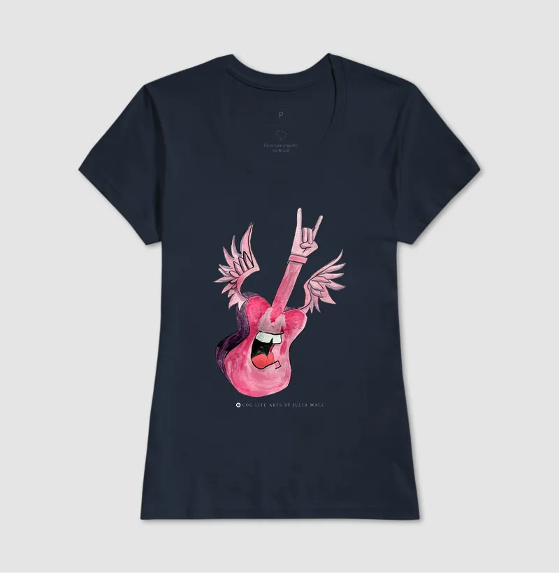 Camiseta Guitar Rocks Adulto by Júlia Malc - Imagem 5