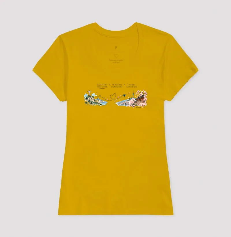 18.133 km de Distância Brasil e Coreia| Camiseta Dorameira em Aquarela - Imagem 8