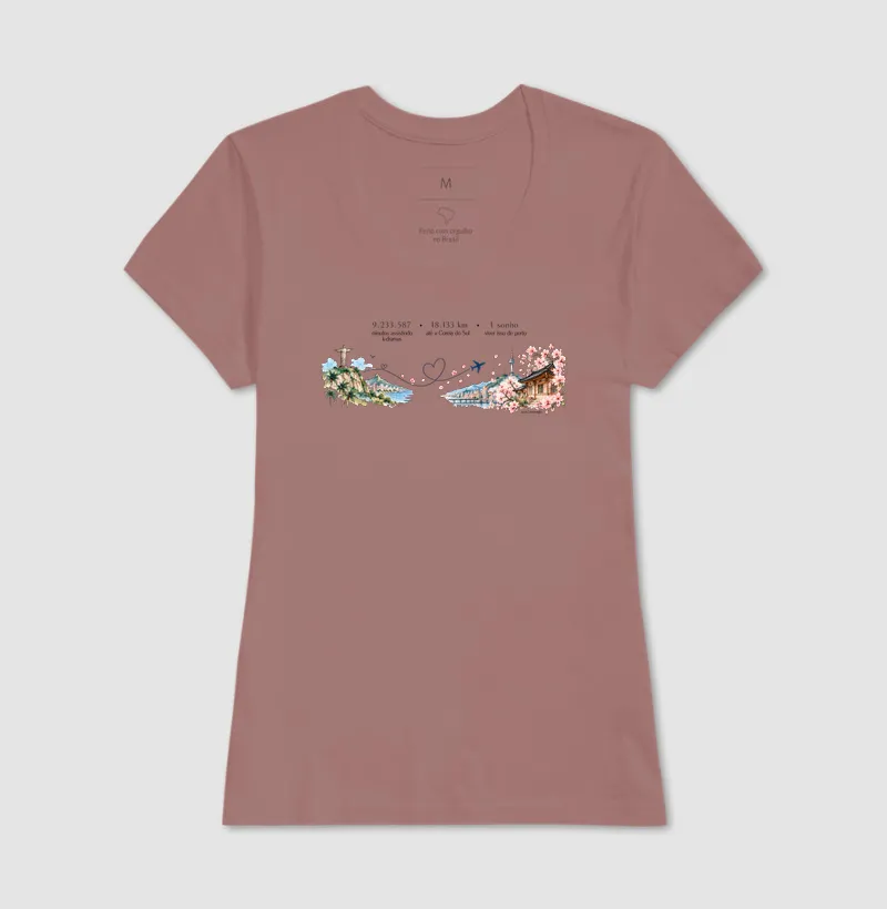 18.133 km de Distância Brasil e Coreia| Camiseta Dorameira em Aquarela - Imagem 10