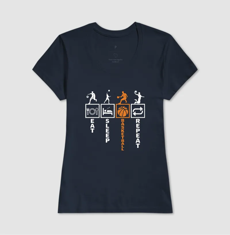 Camiseta de Basquete Eat Sleep Basketball Repeat - Imagem 10