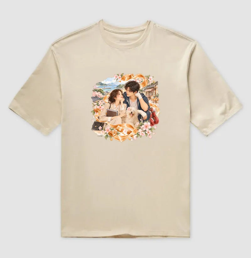 Oversized Caramelo e Memórias | Camiseta Dorameira em Aquarela - Camiseta Oversized