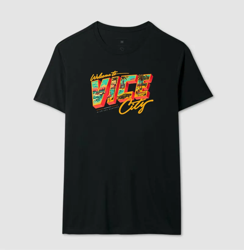 Camiseta Welcome to Vice City — Premium Fio 30.1 | ADQ - Imagem 5