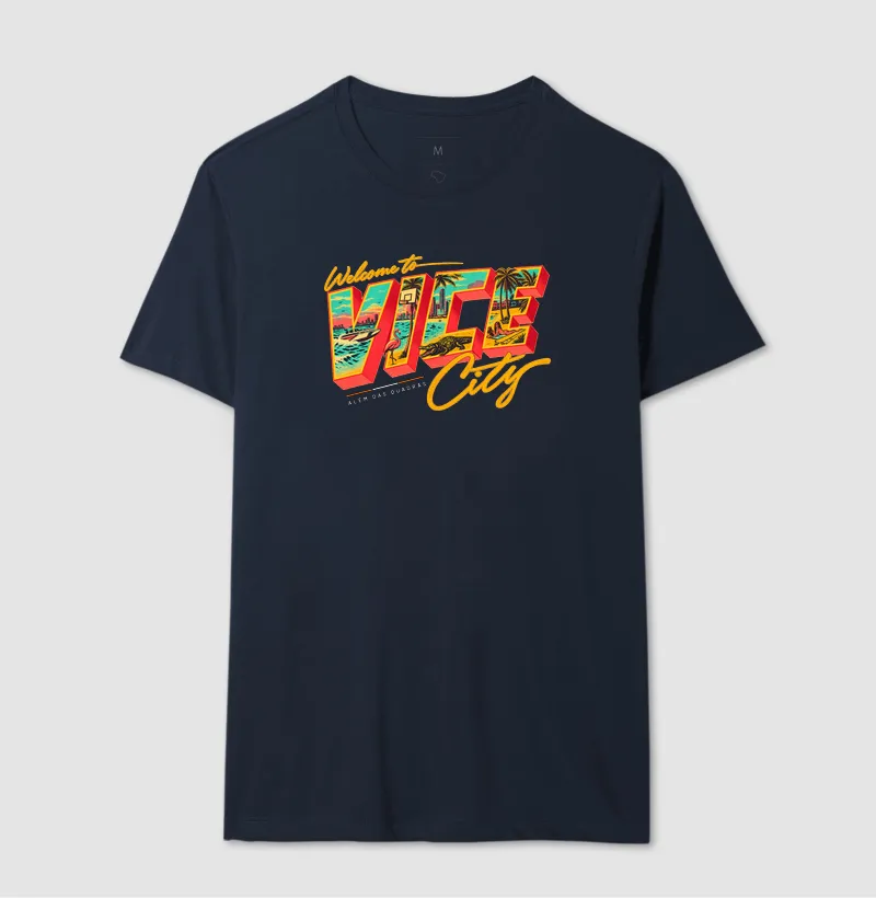 Camiseta Welcome to Vice City — Premium Fio 30.1 | ADQ - Imagem 9