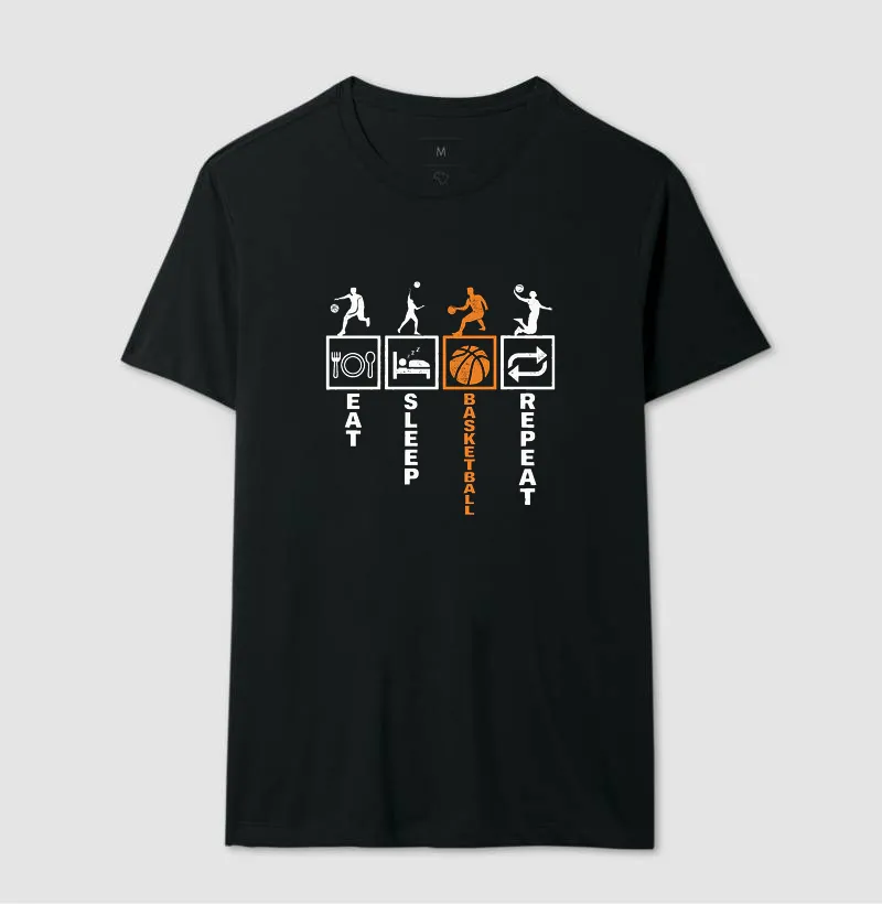 Camiseta de Basquete Eat Sleep Basketball Repeat - Imagem 5