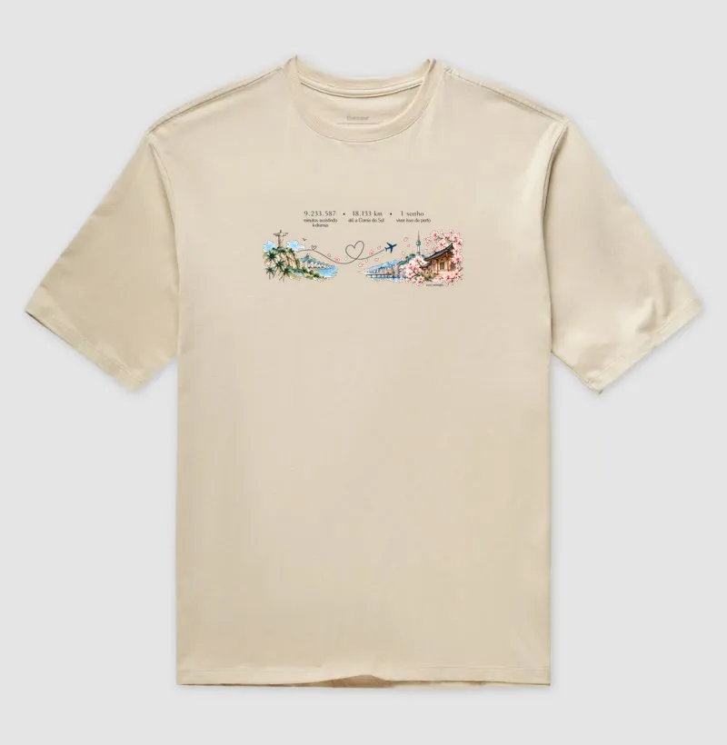 18.133 km de Distância Brasil e Coreia| Camiseta Dorameira em Aquarela - Imagem 3