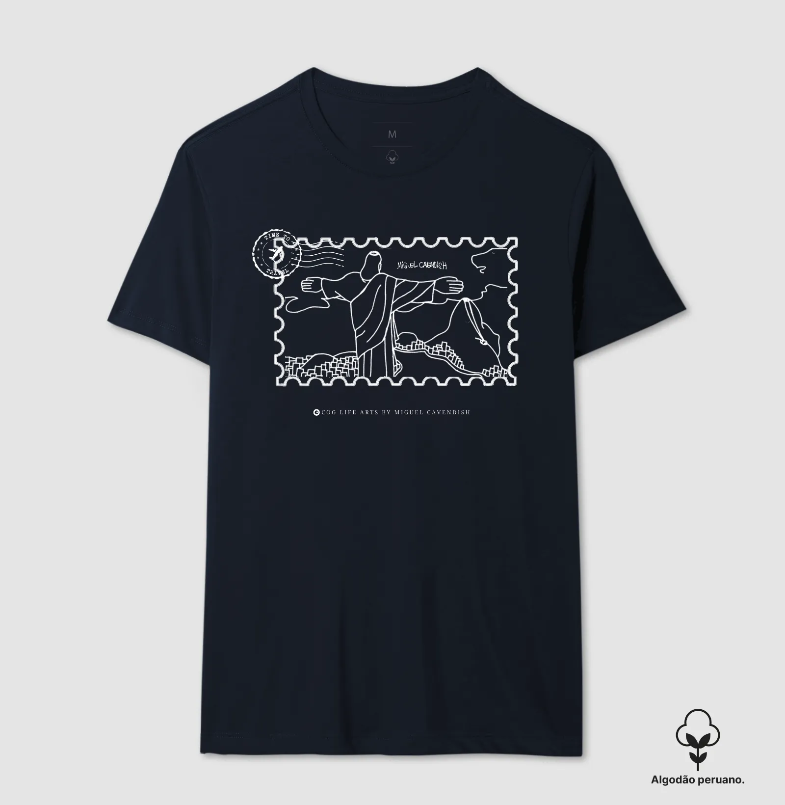 Camiseta Cartão Postal Cristo Preta by Miguel Cavendish - Algodão Peruano - Imagem 6